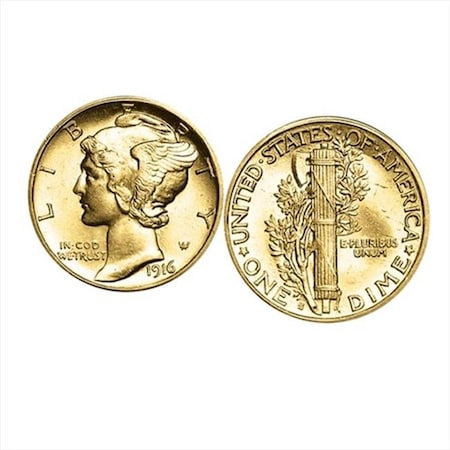 American Coin Treasures 11341 Gold-Layered Mercury Dime Cufflinks